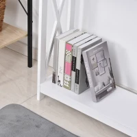 HOMCOM 40" Console Table, 2 Tier X-Design Narrow Entryway Table with Storage Shelf for Behind Couch, Living Room, Hallway, White(m-10)