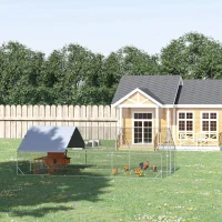 PawHut 9.8' x 19.7' x 6.6' Chicken Coop Cage, Outdoor Hen House w/Cover & Lockable Door(m-8)