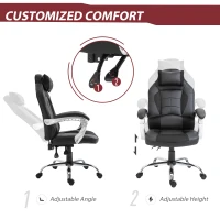HOMCOM High Back Office Chair, Executive Racing Gaming Chair, Adjustable Recliner with Removable Headrest Pillow for Office, Black(m-4)