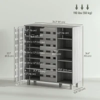 HOMCOM Shoe Cabinet, 21 Pair Shoe Storage Cabinet Organizer with 5-tier Double Door Cabinet and 5-tier Open Shelves, Light Grey(m-3)