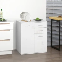 HOMCOM High Gloss Sideboard with 2 Drawers and 2 Doors, Buffet Cabinet with Adjustable Shelf, Coffee Bar Cabinet with Storage, White(m-7)