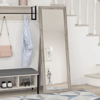 HOMCOM 58" x 20" Floor Standing Mirror, Full Body Mirror for Bedroom, Living Room, Grey Wood Grain(m-1)