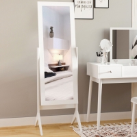 HOMCOM Full Length Mirror, Free Standing Full Body Mirror with Rectangular Frame, Adjustable Angle for Dressing Room, Bedroom, Living Room, White