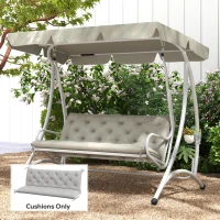 Outsunny 3-Seater Outdoor Bench Swing Chair Replacement Cushions for Patio Garden, Light Grey(m-8)