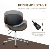 Vinsetto Home Office Chair, Faux Leather and Bentwood Computer Desk Chair with 360 Degree Swivel Wheels, Adjustable Height and Curved Seat, Black(m-4)
