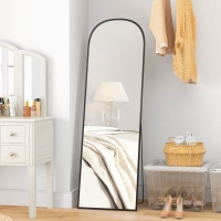 HOMCOM Arched Standing Mirror, 64" x 20" Full Length Mirror, Free Standing or Wall Mounted for Living Room, Bedroom, Black