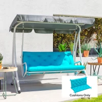 Outsunny 2 Seater Garden Bench Cushion, Soft Thick Outdoor Non-Slip 2 Seater Soft Pad With Backrest for Garden Patio, 47" x 43" x 5", Turquoise(m-8)
