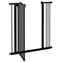 PawHut Extra Tall Dog Gate with Door, Pressure Fit, Auto Close, Double Locking for Doorways Hallways Stairs, 29"-34", Black(m-9)