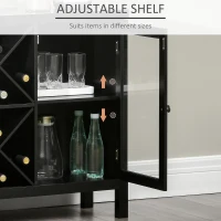 HOMCOM 30.25" Modern Kitchen Sideboard, Buffet Cabinet with Removable Wine Rack, Tempered Glass Door Cabinet and Adjustable Shelves for Living Room, Kitchen, Entryway, Black(m-5)