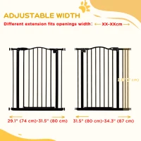 PawHut Extra Tall Dog Gate with Door, Pressure Fit, Auto Close, Double Locking for Doorways Hallways Stairs, 29"-34", Black(m-7)