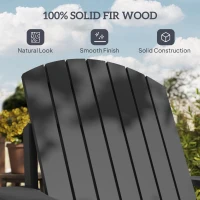Outsunny Oversized Adirondack Chair, Outdoor Fire Pit and Porch Seating, Classic Log Lounge w/ Built-in Cupholder, Black(m-6)