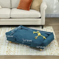PawHut Washable Dog Sofa for Large Dogs, Elevated Pet Couch with Anti-slip Foot Pads, Dark Blue(m-3)