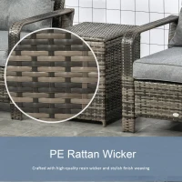 Outsunny 3 Pieces Wicker Patio Furniture Set, Rattan Bistro Set with Storage Coffee Table and Thickened Cushions, Outdoor Conversation Set for Garden, Porch, Balcony, Grey(m-7)