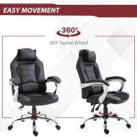 HOMCOM High Back Office Chair, Executive Racing Gaming Chair, Adjustable Recliner with Removable Headrest Pillow for Office, Black(m-5)