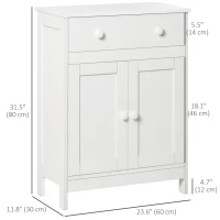 HOMCOM Bathroom Cabinet, Freestanding Accent Sideboard with Storage Drawer & Adjustable Shelf, White(m-3)