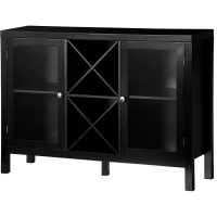 HOMCOM 30.25" Modern Kitchen Sideboard, Buffet Cabinet with Removable Wine Rack, Tempered Glass Door Cabinet and Adjustable Shelves for Living Room, Kitchen, Entryway, Black(m-11)