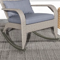 Outsunny Adirondack Chair, Outdoor Wicker Rocking Chair with High Back, Seat Cushion and Pillow for Porch, Balcony, Grey(m-10)