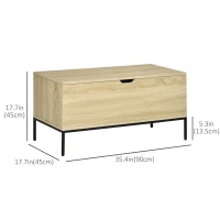 HOMCOM Storage Bench, Lift Top Storage Chest, Shoe Bench with Safety Hinges and Steel Legs, Storage Trunk for Bedroom, Entryway, 35.4x17.7x17.7 Inches, Natural(m-3)