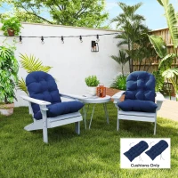 Outsunny Adirondack Chair Cushions Set of 2, Tufted High Back Patio Non-Slip Cushions for Adirondack Chairs, Navy Blue(m-10)