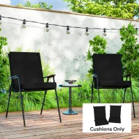 Outsunny Outdoor Cushions Set of 2 for Dining Chairs, Outdoor Seat Cushions with Back, Fade-Resistant Yarn-Dyed Polyester, Black(m-8)