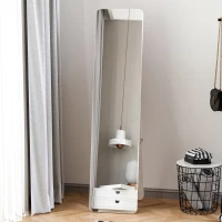 HOMCOM Full Length Mirror for Bedroom, Free Standing Dressing Mirror, Wall Mirror with Wood Frame, 15" x 61", White(m-1)