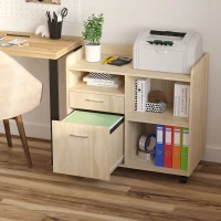 Vinsetto Lateral Filing Cabinet, Printer Stand with Wheels, Mobile File Cabinet with Drawer for Letter or A4 File, Home Office, Oak(m-8)