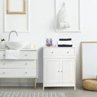 HOMCOM Bathroom Cabinet, Freestanding Accent Sideboard with Storage Drawer & Adjustable Shelf, White(m-1)