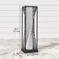 Outsunny Rattan Solar Floor Lamp, Decorative Outdoor Lamp with Auto On/Off LED Lights, IP44 for Patio, Porch, Pathway, Grey(m-3)