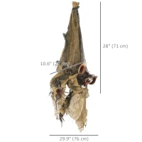 Outsunny 28" Halloween Animated Hanging Bat Opening Month with Glowing LED Eyes, Scary Halloween Decorations, Battery Operated(m-3)