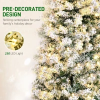 HOMCOM 6ft Prelit Artificial Pencil Christmas Tree, Snow Flocked Slim Xmas Tree with Warm White LED Lights - Green(m-4)
