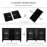 HOMCOM 30.25" Modern Kitchen Sideboard, Buffet Cabinet with Removable Wine Rack, Tempered Glass Door Cabinet and Adjustable Shelves for Living Room, Kitchen, Entryway, Black(m-7)