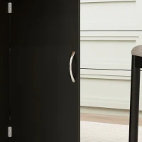 HOMCOM Extendable Dining Table, Collapsible Folding Table w/ 2-tier Shelves and Rolling Casters, Black(m-9)