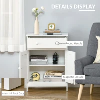 HOMCOM Bathroom Cabinet, Freestanding Accent Sideboard with Storage Drawer & Adjustable Shelf, White(m-7)