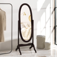 HOMCOM Floor Standing Mirror Full Length Mirror with Adjustable Angle Oval Frame for Dressing Room Bedroom Living Room Coffee