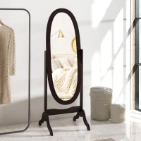 HOMCOM Floor Standing Mirror Full Length Mirror with Adjustable Angle Oval Frame for Dressing Room Bedroom Living Room Coffee(m-1)