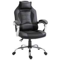 HOMCOM High Back Office Chair, Executive Racing Gaming Chair, Adjustable Recliner with Removable Headrest Pillow for Office, Black(m-2)