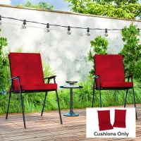 Outsunny Outdoor Cushions Set of 2 for Dining Chairs, Outdoor Seat Cushions with Back, Fade-Resistant Yarn-Dyed Polyester, Wine Red(m-1)