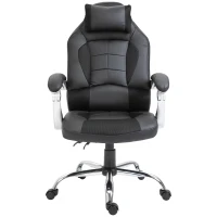 HOMCOM High Back Office Chair, Executive Racing Gaming Chair, Adjustable Recliner with Removable Headrest Pillow for Office, Black(m-11)