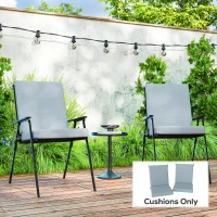 Outsunny Outdoor Cushions Set of 2 for Dining Chairs, Seat Cushions with Back, Fade-Resistant Yarn-Dyed Polyester, Light Grey(m-1)