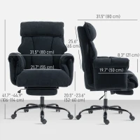 HOMCOM Ergonomic Desk Chair Computer Office Chair with Footrest, Adjustable Backrest, Lumbar Support and Headrest, Black(m-3)