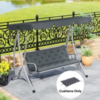 Outsunny 3 Seater Outdoor Seat Pads Bench Swing Chair Replacement Cushions Backrest for Patio Garden, Dark Grey(m-8)