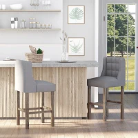 HOMCOM Modern Counter Bar Stools Tufted Upholstered Counter Chairs Set of 2 for Kitchen, Grey(m-1)