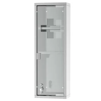 kleankin Wall Mount Medicine Cabinet, Bathroom Cabinet with 3 Tier Shelves, Stainless Steel Frame and Glass Door, Lockable with 2 Keys, Silver, 8" x 23"(m-11)