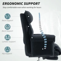 HOMCOM Ergonomic Desk Chair Computer Office Chair with Footrest, Adjustable Backrest, Lumbar Support and Headrest, Black(m-5)