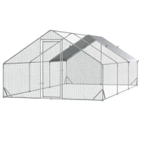 PawHut 9.8' x 19.7' x 6.6' Chicken Coop Cage, Outdoor Hen House w/Cover & Lockable Door(m-11)