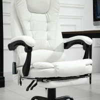 Vinsetto 7-Point Vibrating Massage Chair, Reclining Office Chair with Footrest, Reclining Back, Adjustable Height, White(m-10)