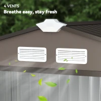 Outsunny 7' x 4' x 6' Garden Storage Shed Outdoor Patio Metal Tool Storage House w/ Foundation Kit and Double Doors Brown(m-8)