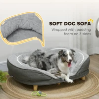 PawHut Pet Sofa Bed for Large Dogs with Removable Cushion, Washable Cover, Anti-slip Foot Pads, Grey(m-6)