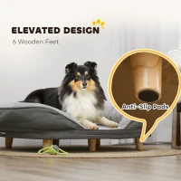 PawHut Pet Sofa Bed for Large Dogs with Removable Cushion, Washable Cover, Anti-slip Foot Pads, Grey(m-7)