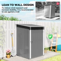 Outsunny Outdoor 3.3' x 3.4' Lean-to Garden Storage Shed, Galvanized Steel Tool House with Lockable Door for Patio, Gray(m-6)